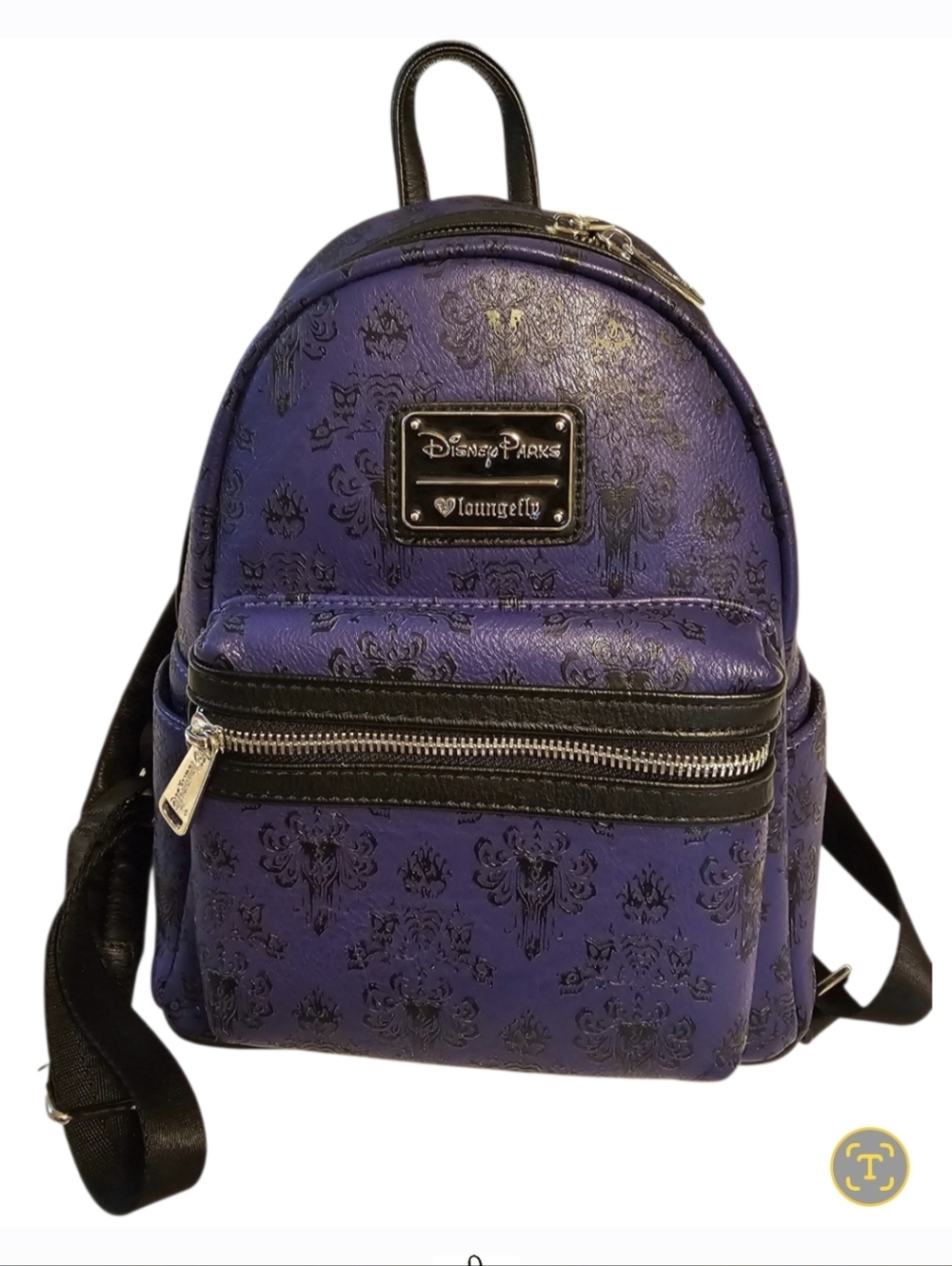 Loungefly Disney Parks Haunted Mansion Purple Wallpaper Mini Backpack ❤️ Logo